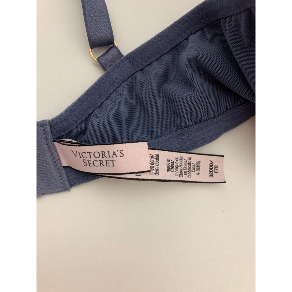 Victorias Secret Women Size 32DDD Blue Satin Dream Angels Lined Padded Bra - Picture 4 of 8